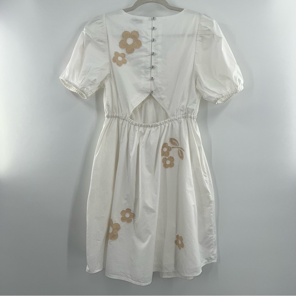 Madewell NWT Annamarie Floral V Neck Cutout Mini Dress in Bright Ivory size 0 - Picture 4 of 11